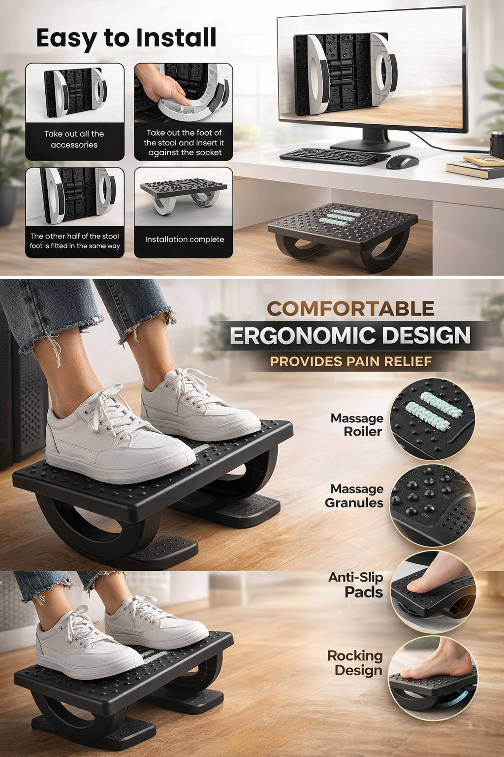 Foot Massager Rest for Office & Home – Pain Relief & Comfort Support